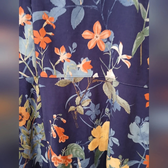 Land's End Floral Sleeveless Dress With Pockets Blue and Orange Womens 22W - Picture 8 of 8
